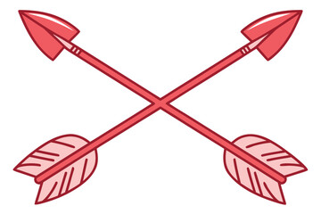 Crossed Arrows Illustration of Red Design for Valentines Day or Graphic Projects Representing Love and Connection