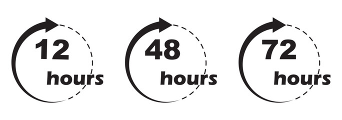 48, deo, logo, week, hour, 12, 24, 72, symbol, arrow, sign, discount, offer, number, shipping, deodorant, day, remain, work, clock, effect, circle, template, deal, shop, icon, isolated. EPS 10