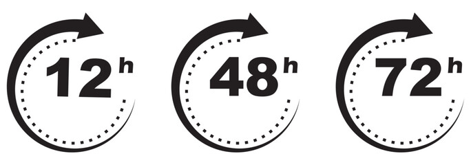 48, deo, logo, week, hour, 12, 24, 72, symbol, arrow, sign, discount, offer, number, shipping, deodorant, day, remain, work,  clock, effect, circle, template, deal, shop, icon EPS 10