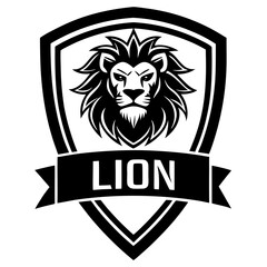 Bold black and white emblem featuring a fierce lion s head above the word lion on a ribbon
