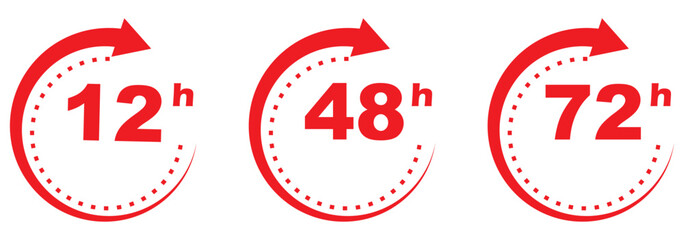 48, deo, logo, week, hour, 12, 24, 72, symbol, arrow, sign, discount, offer, number, shipping, deodorant, day, remain, work,  clock, effect, circle, template, deal, shop, icon EPS 10