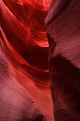 The sun's rays penetrated into Antelope Canyon, Arizona, USA