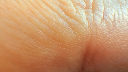 Human skin texture close-up with fine wrinkles and crease, macro detail of natural epidermis...