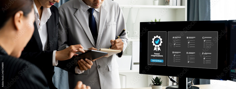 Poster online product certification, marking a key achievement. demonstrates commitment to quality and trus