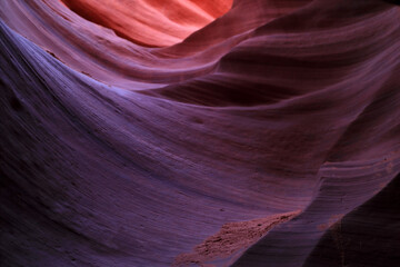 A wavy piece of rock in Antelope Canyon in close-up.