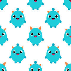 Cute blue cartoon monsters repeating pattern