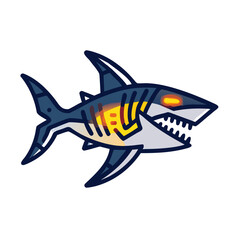 Fototapeta premium Vector icon of a cyberpunk shark,