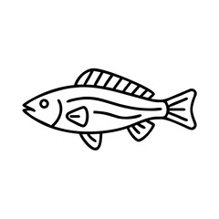 Simple black and white illustration of a common fish with stripes