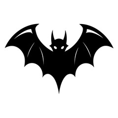 Stylized black bat silhouette with glowing eyes