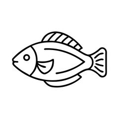 Simple Line Art Illustration of a Fish with Fins and Scales Pattern