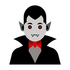 Cartoon vampire character with red bow tie and fangs