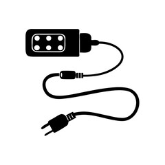 Black and white simple electrical plug vector design element image