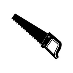 Silhouette of a Hand Saw with Sharp Teeth and Ergonomic Handle