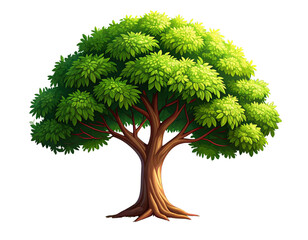 Cartoon Style Yunnan Hackberry Tree with Rounded Crown Transparent PNG