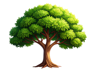 Cartoon Style Yunnan Hackberry Tree with Rounded Crown Transparent PNG