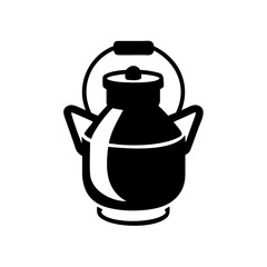 A Simple Black and White Milk Can Illustration with Lid and Handle
