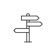 Black and white sketch of a directional sign with multiple arrows