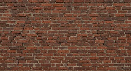Obraz premium A weathered red brick wall texture with subtle cracks and imperfections, providing a rustic and aged background