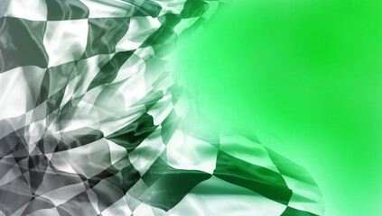 Checkered flag on green