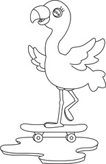 Flamingo Skater Skateboard Animal Vector Graphic ArtIllustration