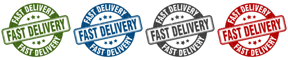 fast delivery stamp. fast delivery round stamp set isolated on white background