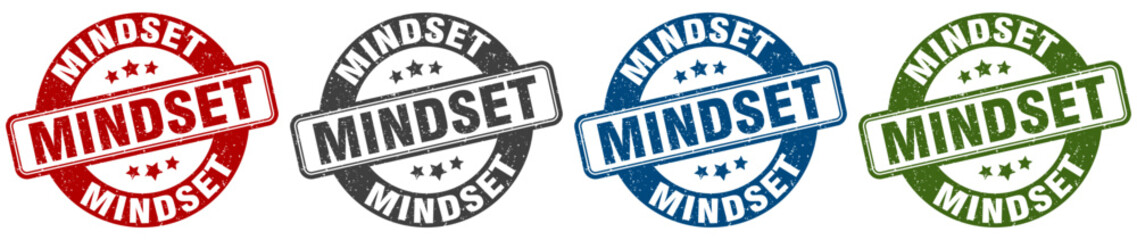 mindset stamp. mindset round stamp set isolated on white background