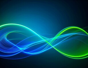 Fototapeta premium Abstract glowing blue and green waves flowing on a dark background