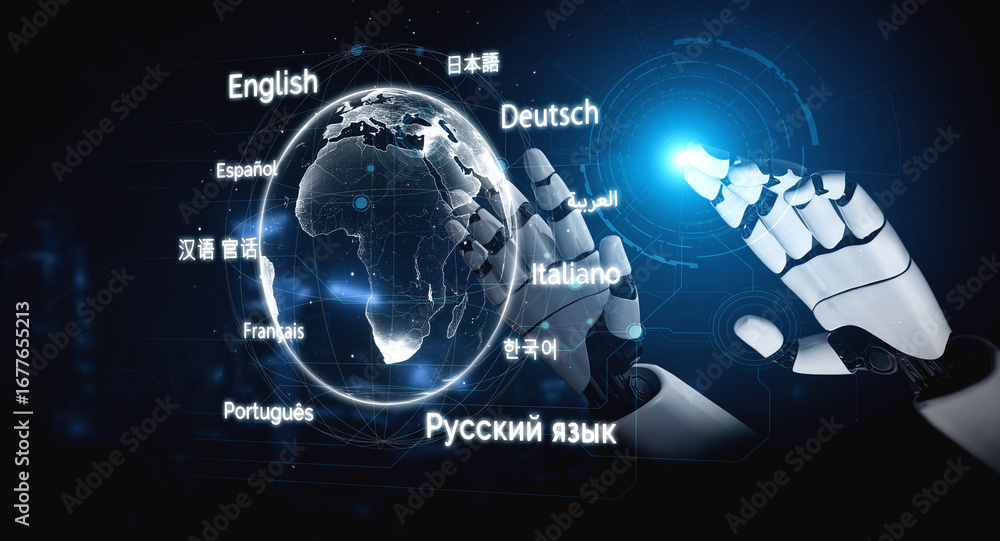 Aufkleber ai artificial intelligence bridges global language communication with multilingual virtual assistant
