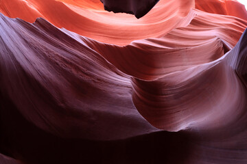 The bizarre background of the rock in the form of smooth waves. Antelope Canyon, Arizona, 2024