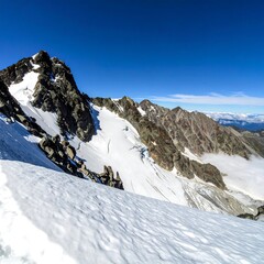 High mountain snow-capped peaks