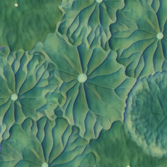 Obraz premium Teal and Green Lotus Leaves with Textured Surface.