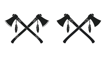 Two Crossed Tomahawks with Feathers A Symbol of Native American Heritage