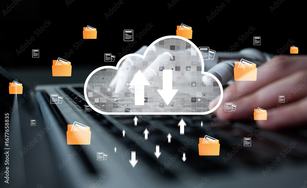 Poster ai artificial intelligence optimizes cloud infrastructure with virtual assistants and intelligent au