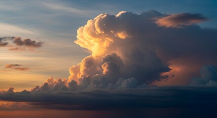 Dramatic Cumulonimbus Cloud Formation at Sunset.
