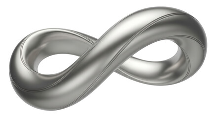 Silver infinity symbol isolated on transparent background