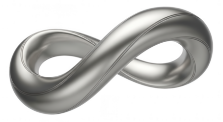 Silver infinity symbol isolated on transparent background