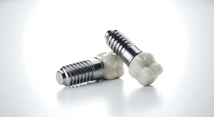 Fototapeta premium Two miniature led light bulbs with screw bases for energy efficient lighting solutions