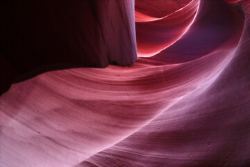 Antelope Canyon, Page City. The view from the inside. The waves of the canyon are clearly visible