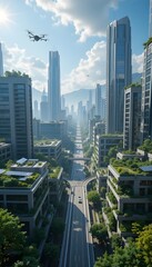 Modern eco-city with rooftop gardens