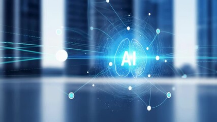 Artificial intelligence brain learning network animation. AI digital technology with glowing neural connections for future development footage. - Powered by Adobe