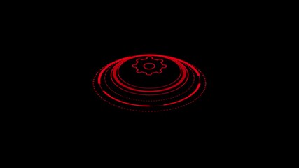 Glowing digital holographic element laser effect and call out border with setting and circle loading icon 3d animation. 4k video graphics animation - Powered by Adobe