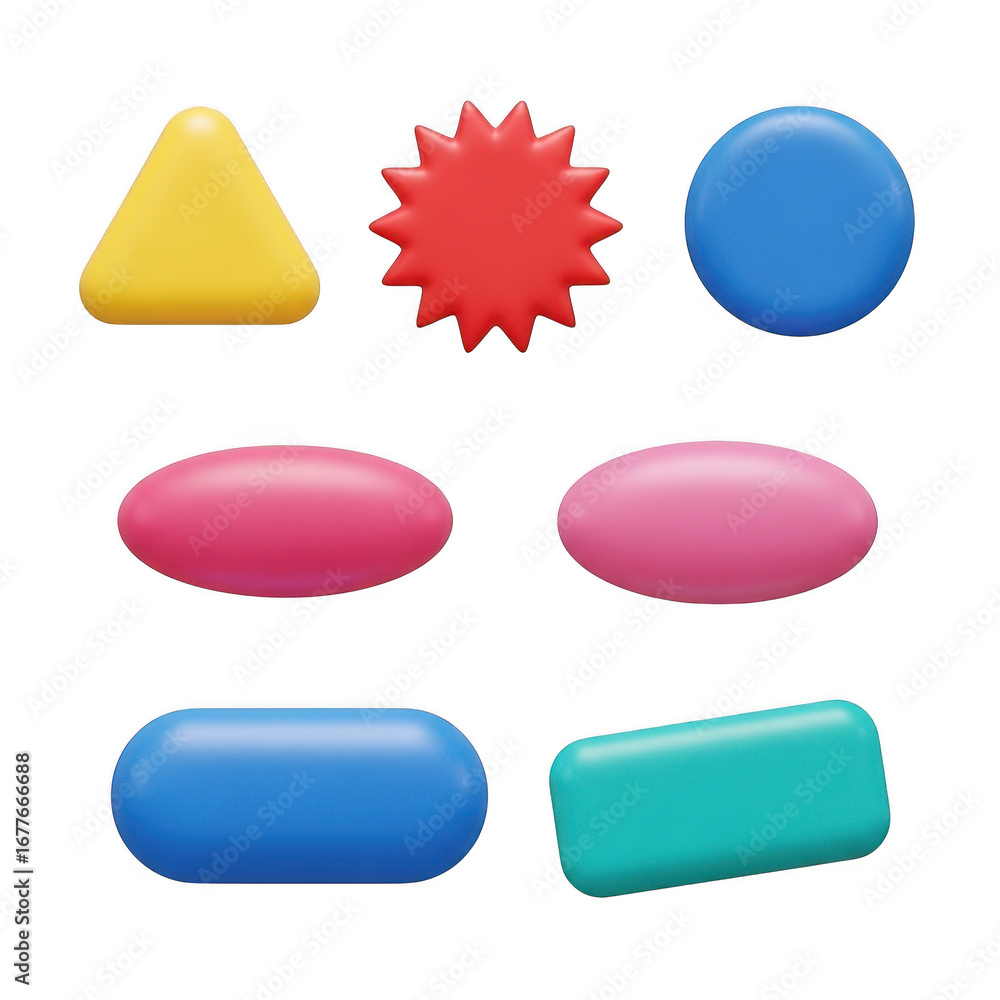 Poster 3d set of colorful geometric shapes isolated on transparent background for digital design and illust