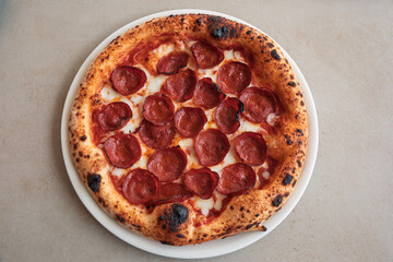 traditional italian pizza diavola with beef pepperoni