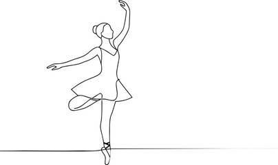 Elegant ballerina performs in continuous line drawing