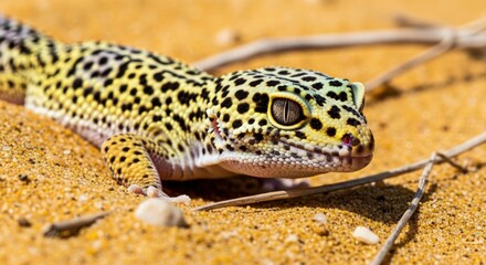 Close-up Portrait of a Leopard Gecko in its Natural Habitat