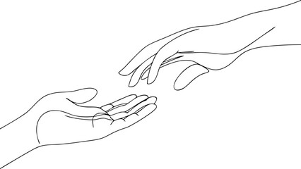 Reaching hands line art minimal design