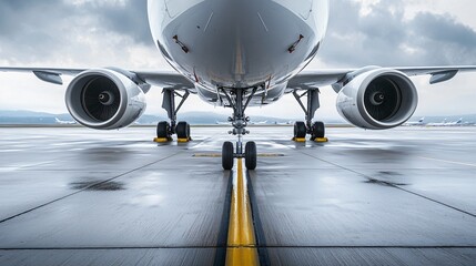 Modern passenger airplane refueled with sustainable aviation fuel at airport terminal, representing renewable energy transition in aviation industry