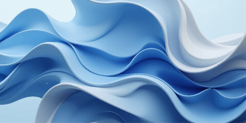 An abstract blue background featuring a flowing silk-like texture with smooth, wavy curves and light, liquid motion