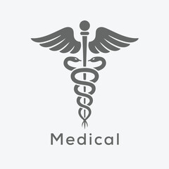 Caduceus medical symbol vector with editable stroke.	