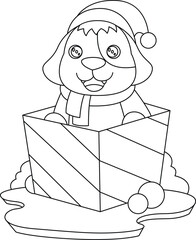 Dog Christmas Santa hat Animal Vector Graphic Art Ilustration